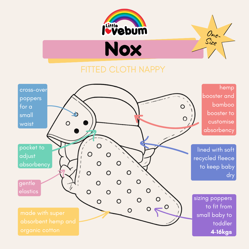 Hemp Fitted Nighttime Cloth Nappy - Nox